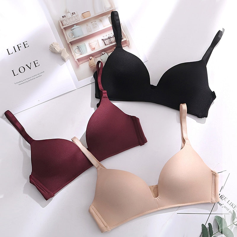 Fashion Solid Color Wireless Bra Comfortable One-Piece