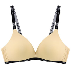 Fashion Letter Straps Adjusted Bralette Breathable Wireless Push Up Bra