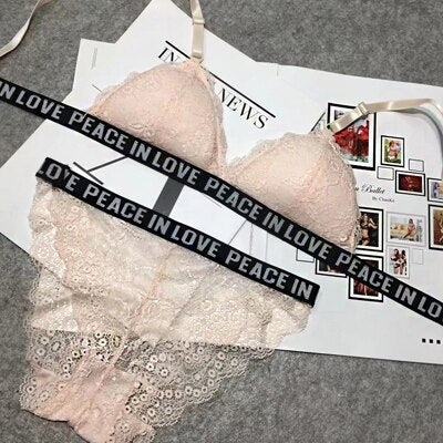 Lace Sexy Charming Lingerie Bra Set Fashion Letter