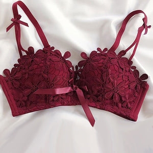 Lace Flower Embroidery Bra