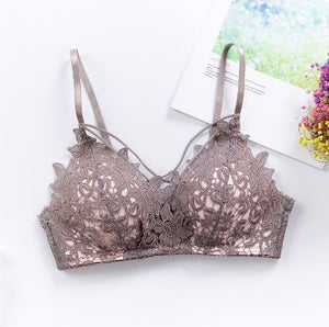 Lace Floral Embroidery Bralette Sexy Lingerie Comfort Seamless Adjusted Bra
